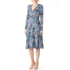 Yumi Kim Blue & Pink Wild Flowers Midi Wrap Dress